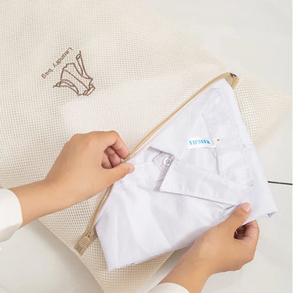 7Pcs Fine Mesh Laundry Bag Set – Embroidery Print Washing Pouches for Clothes, Household Washing Machine Bags