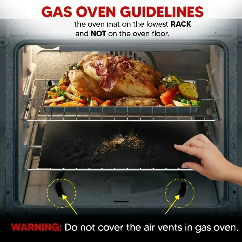 Reusable Non-Stick Oven Liners - BBQ Grill Mats & Baking Mats for Easy Cleaning Kitchen Cooking Tools
