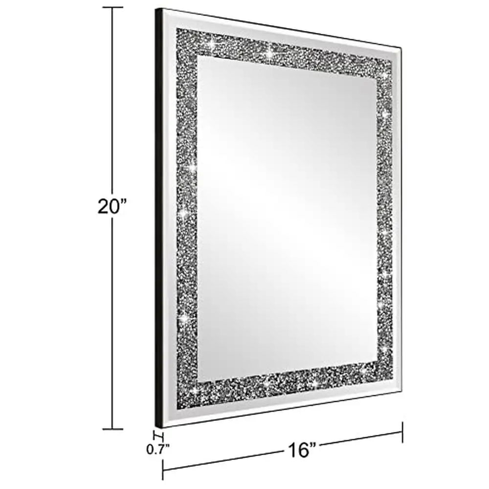 Crystal Crush Diamond Mirror 16x20 – Luxury HD Glass Wall Mirror for Bathroom, Bedroom & Entryway Home Décor Accent