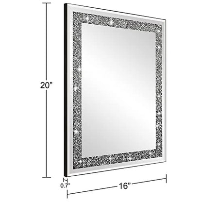 Crystal Crush Diamond Mirror 16x20 – Luxury HD Glass Wall Mirror for Bathroom, Bedroom & Entryway Home Décor Accent