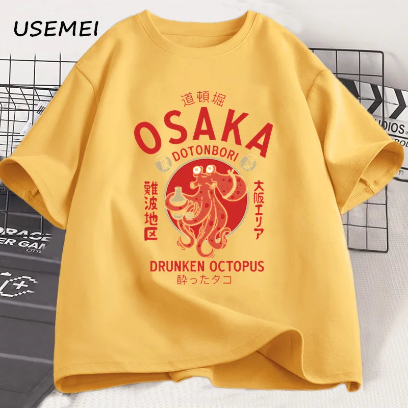 Osaka Dotonbori Drunken Octopus T-Shirt – Japanese Street Food Lover Vintage Cotton Graphic Tee