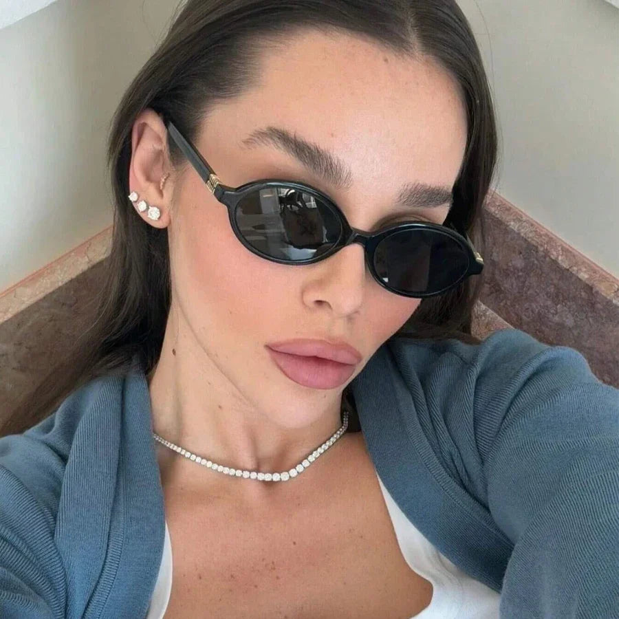 Women's Oval Sunglasses – Retro Small Frame UV400 Clear Lens Fashion Eyewear