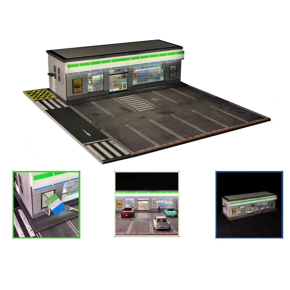 GFans 1:64 Scale Diorama Car Garage Model – LED Lighted Parking Lot DIY City Set for Collection & Display Gifts