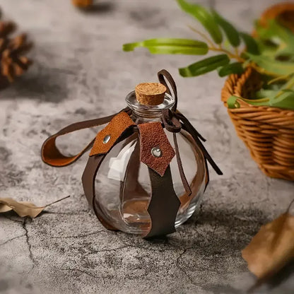 Renaissance Witch Magic Potion Bottle – Glass Holder with Cork Stopper for Halloween & Cosplay