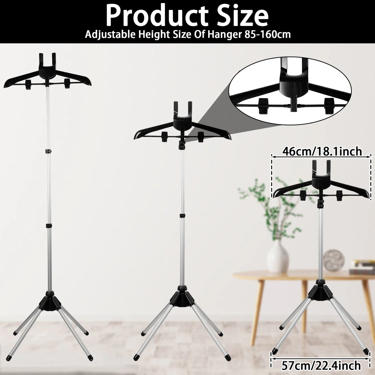 Telescopic Steamer Stand: Height Adjustable Rack for Effortless Garment Steaming - Foldable and Convenient Standing Hanger