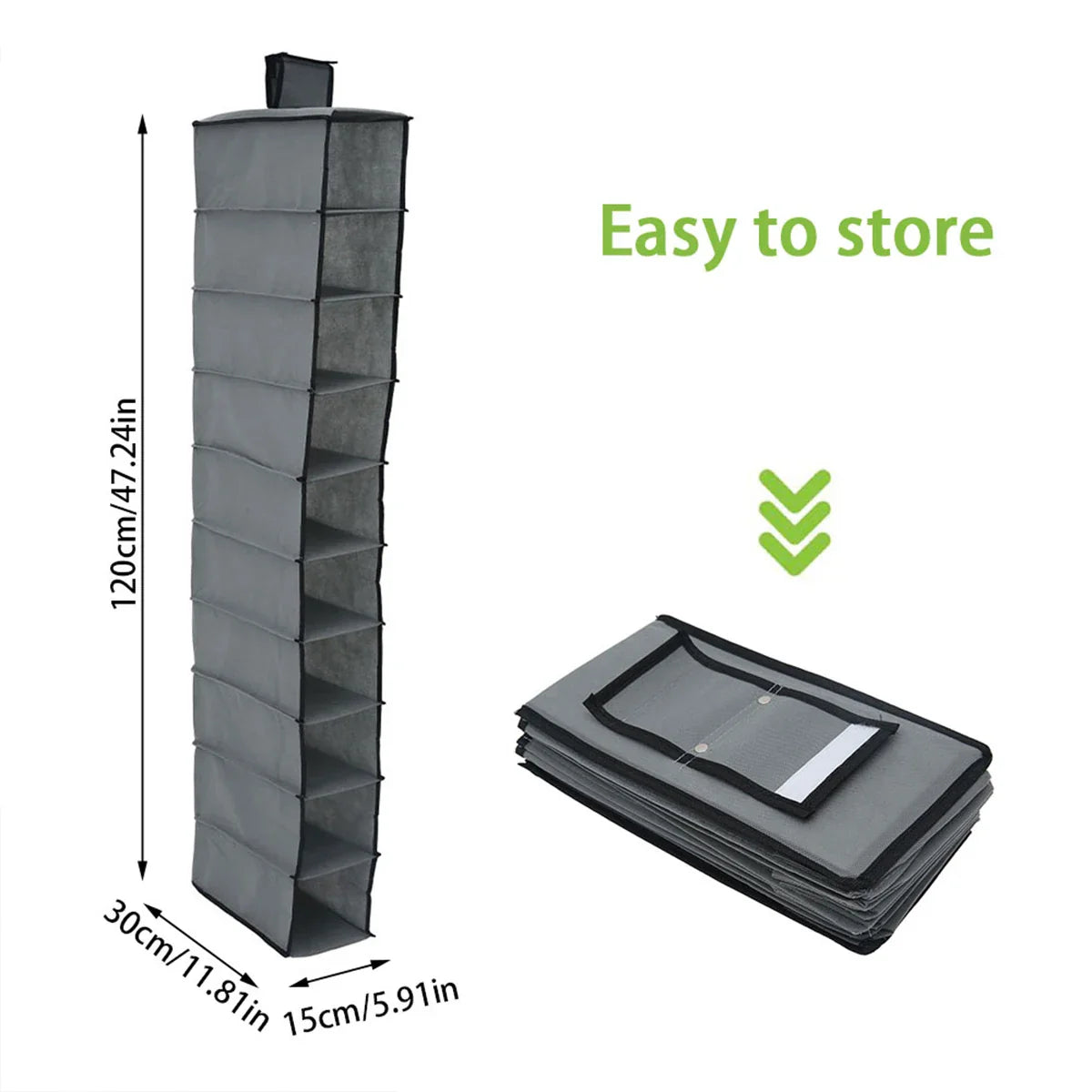 10-Shelf Hanging Shoe Organizer – Foldable Non-Woven Fabric Space-Saving Shoe Rack Multipurpose Storage