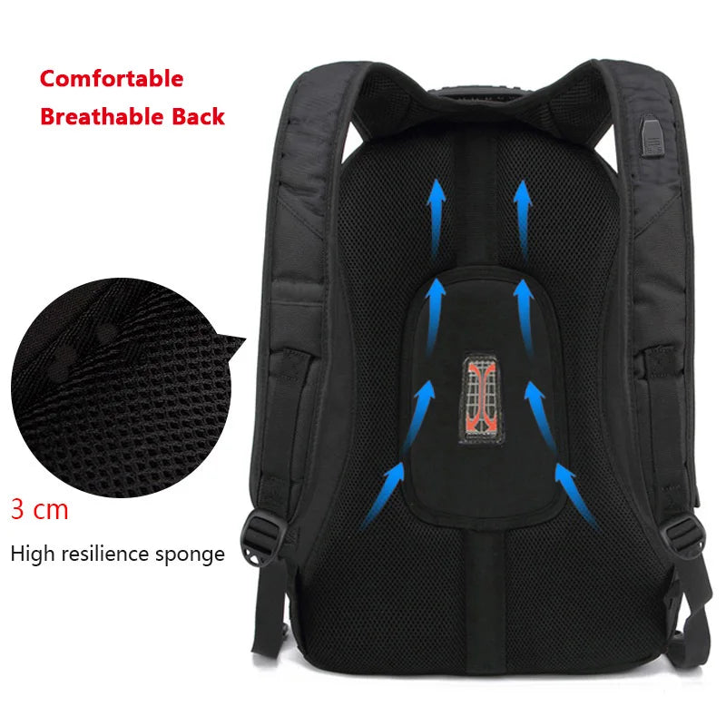 Swiss Multifunctional 17 Inch Laptop Backpack – Durable Travel Bag with USB Charging Port, Water-Resistant College Bookbag