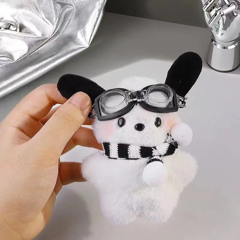 Kawaii Sanrio Pilot Pochacco Plushie Keychain, Instagram Style Bag Hanging Plush Doll, Schoolbag Puppy Pendant, Children’s Gift
