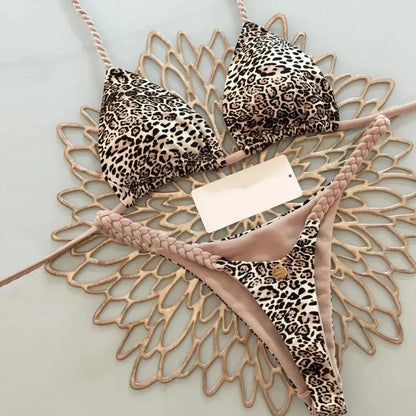 Women’s Leopard Print Bikini Set – Sexy Swimwear for Beach Vacation, Thong Bathing Suit & Summer Beachwear