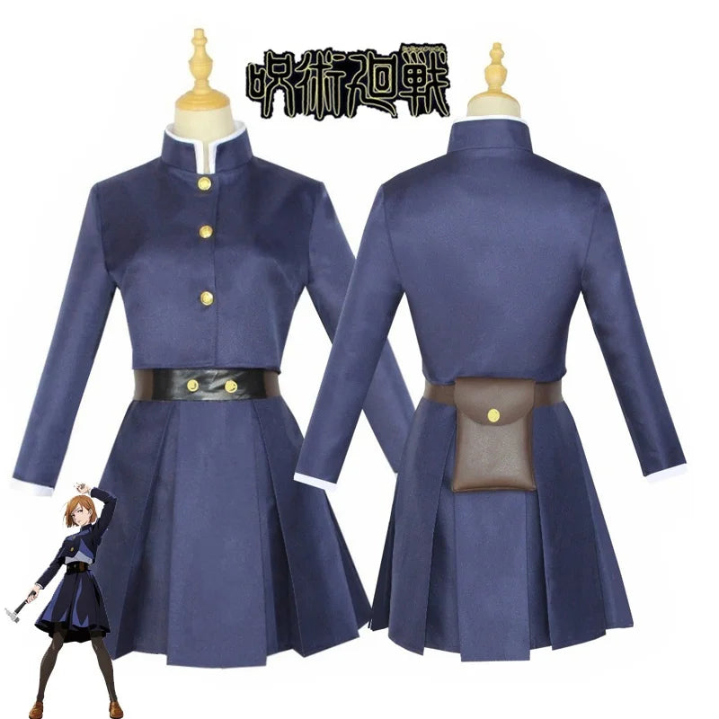 Anime Jujutsu Kaisen Cosplay Costume — Kugisaki Nobara Tattoo Girl’s Full Uniform Dress Set