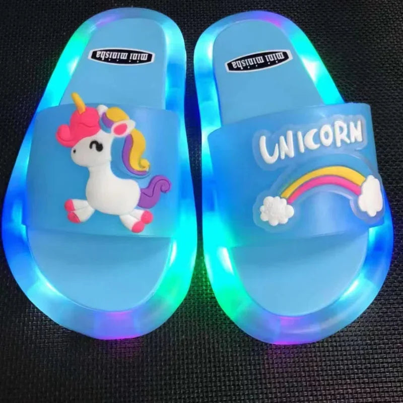 Cartoon Animal Kids’ Slippers - Cute Light-Up Unicorn Shoes for Boys & Girls, Toddler Indoor Bathroom Slippers