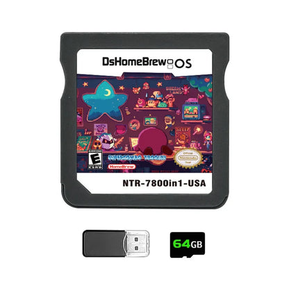 DS 7800-in-1 Memory Card with 64GB TF Card & SDHC Adapter – NDS, NDSL, 3DS XL, 2DS XL Game Console Accessory