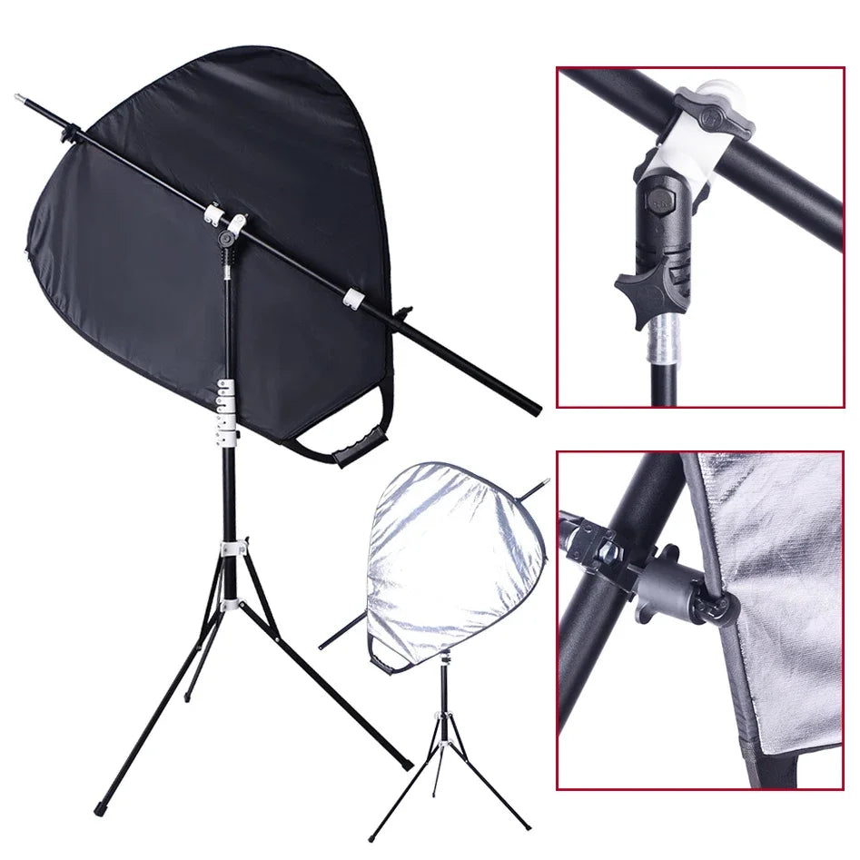 125cm Telescopic Reflector Holder Pole – Crossbar Boom Arm for Light Stand, Flash, Speedlite & Diffuser Background Support