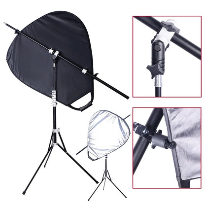 125cm Telescopic Reflector Holder Pole – Crossbar Boom Arm for Light Stand, Flash, Speedlite & Diffuser Background Support
