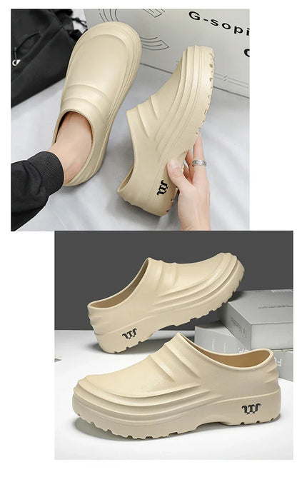Summer Chef Shoes – Anti-Slip & Oil-Proof Work Slippers, Casual Trendy One-Step Fashion Sports Shoes