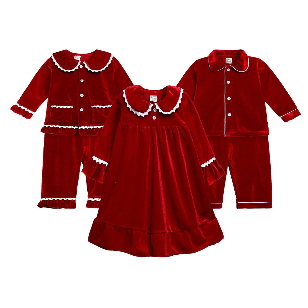2025 Kids Christmas Pajama Set – Velvet Loungewear Long Sleeve Sleepwear for Boys & Girls