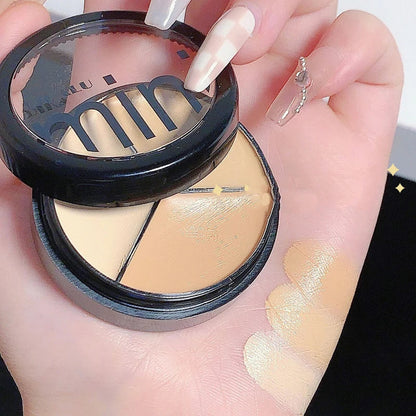 3-Color Concealer Cream Palette – Full Coverage for Acne, Dark Circles & Contour with Brush, Moisturizing Makeup