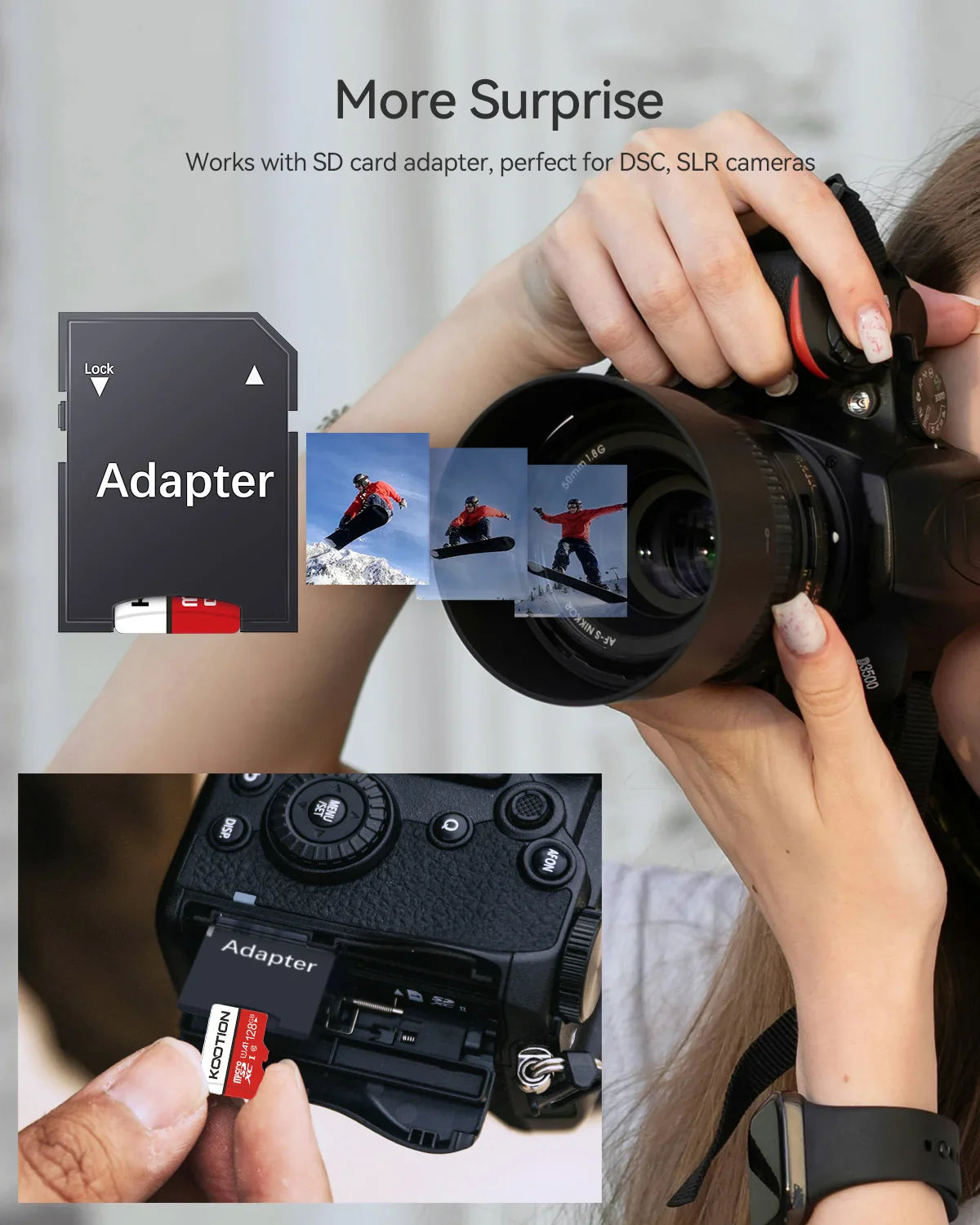 KOOTION Micro SD Memory Card – 32GB/64GB/128GB Class 10 TF Card for Phone & Computer