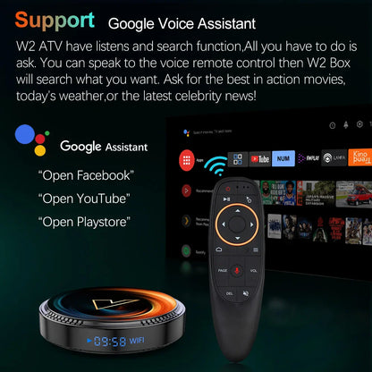 W2 ATV TV Box Android 11 – Amlogic S905W2, 4K AV1 Support, 2.4&5G Wifi, BT, Google Voice Remote, 2GB/16GB, 4GB/32GB, 64GB Smart TV Box