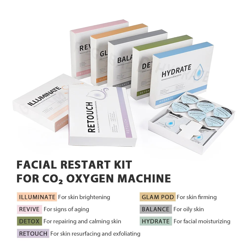 CO2 Glam Pod for Bubble Facial – Aqua Facial Skincare Pods with CO2 Serum Gel for Spa Treatment and Revive