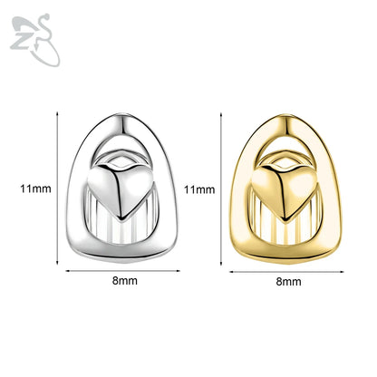 ZS Hip Hop Grillz – Silver/Gold Plated CZ Crystal Cross & Rose Star Tooth Cap, Top & Bottom Set