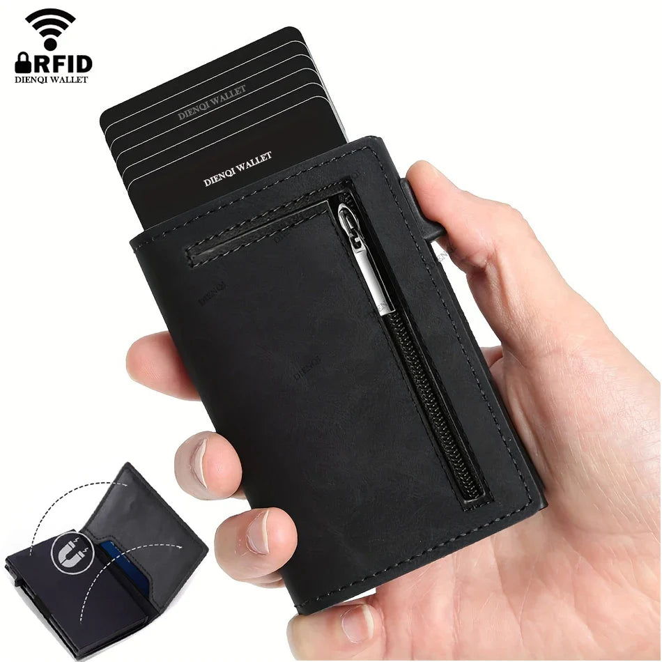 Luxury RFID Blocking Metal Card Holder – Slim Aluminium Wallet for Men, Minimalistic Credit Card & Money Bag