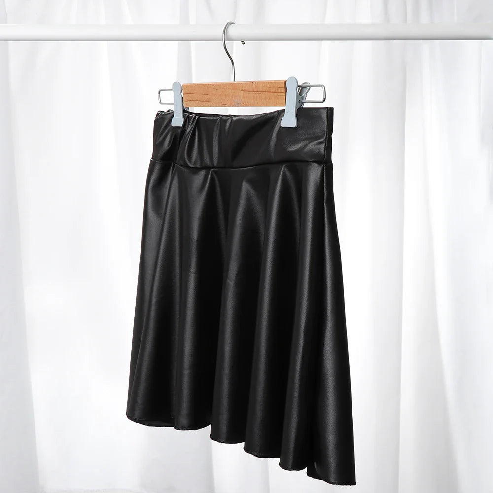 Women’s High Waist Mini Skirt — Elastic Faux Leather Short Skirt