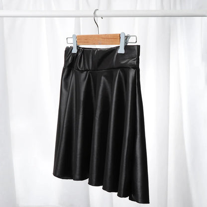 Women’s High Waist Mini Skirt — Elastic Faux Leather Short Skirt