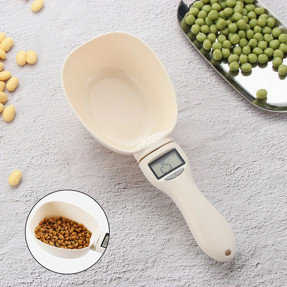 Pet Food Measuring Scoop - Electronic Dog and Cat Food Measuring Cup with Digital Spoon Scale and LED Display - Kitchen Food Scale