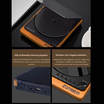 Wooden HIFI CD Player – Bluetooth 5.1, Digital Optical Output, USB Lossless Playback, Infrared Remote Control