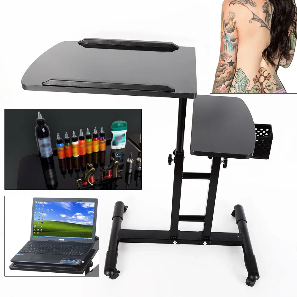 Portable Tattoo Workstation — Adjustable Dual Surface Table with Impact-Resistant Board