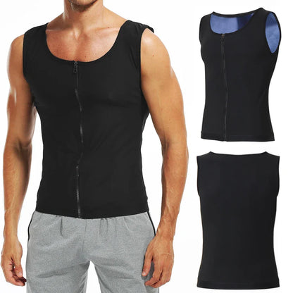 Men’s Abdomen Reducer Body Shaper Vest – Sweat Sauna Waist Trainer for Belly Slimming & Fat Burning Fitness