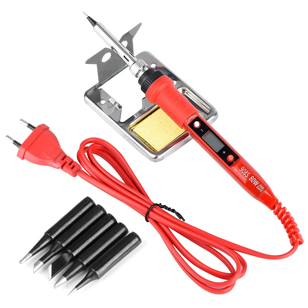JCD 220V 80W LCD Electric Soldering Iron 908S – Adjustable Temperature with Quality Tips & Soldering Kit