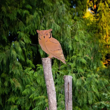 Rustic Metal Screech Owl Garden Stake - Outdoor Yard Decor for Thanksgiving & Christmas