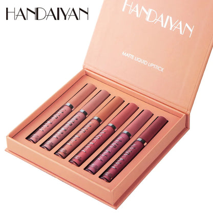 HANDAIYAN 6-Piece Matte Lipstick Set – Waterproof, Long-Lasting, Non-Stick Cup Korean Makeup for Women