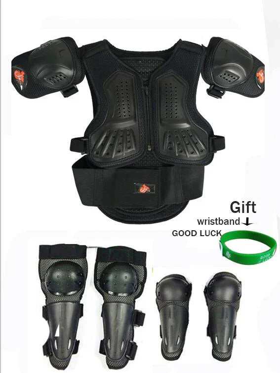 Kids Motocross Body Armor Vest – Chest, Spine & Knee Protection Gear for Boys & Girls (Height 0.85–1.7m)