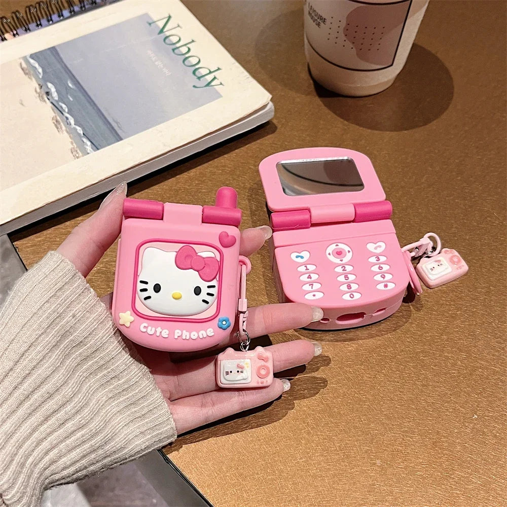 3D Hello Kitty AirPods Case – Cute Soft Protective Cover with Pendant for AirPods 1, 2, 3, 4 & Pro 2 Wireless Earphones