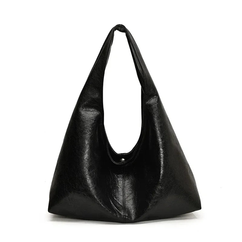 Women’s Large Black Hobo Shoulder Bag – Soft Leather Crossbody Shopper Tote Handbag for Travel & Everyday Use
