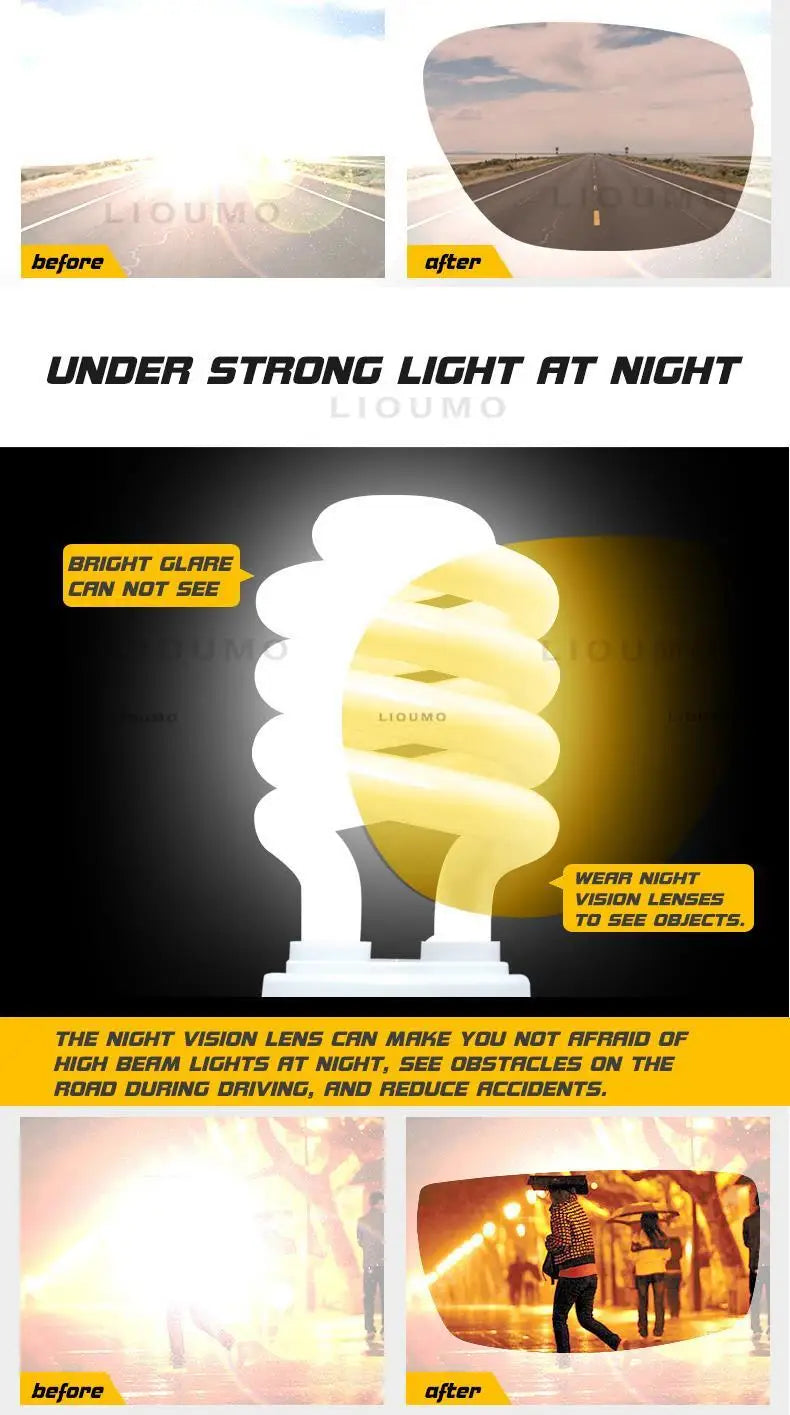 LIOUMO Polarized Photochromic Driving Sunglasses – Chameleon Night Vision Goggles for Men & Women