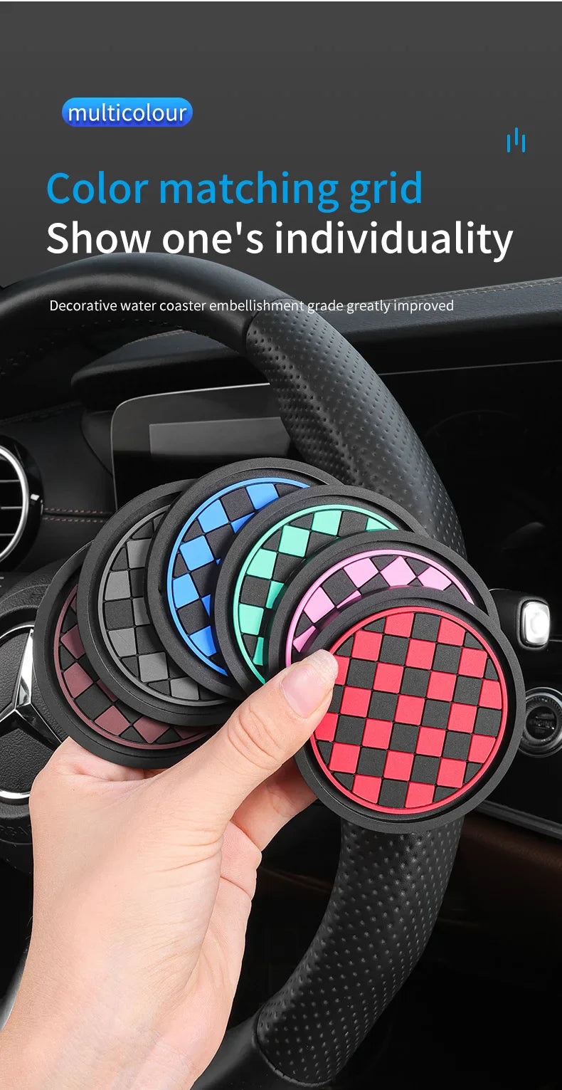 2pcs Car Cup Holder Anti-Slip Coasters — Premium PVC Universal Fit, Interior Accessories for Most Vehicles