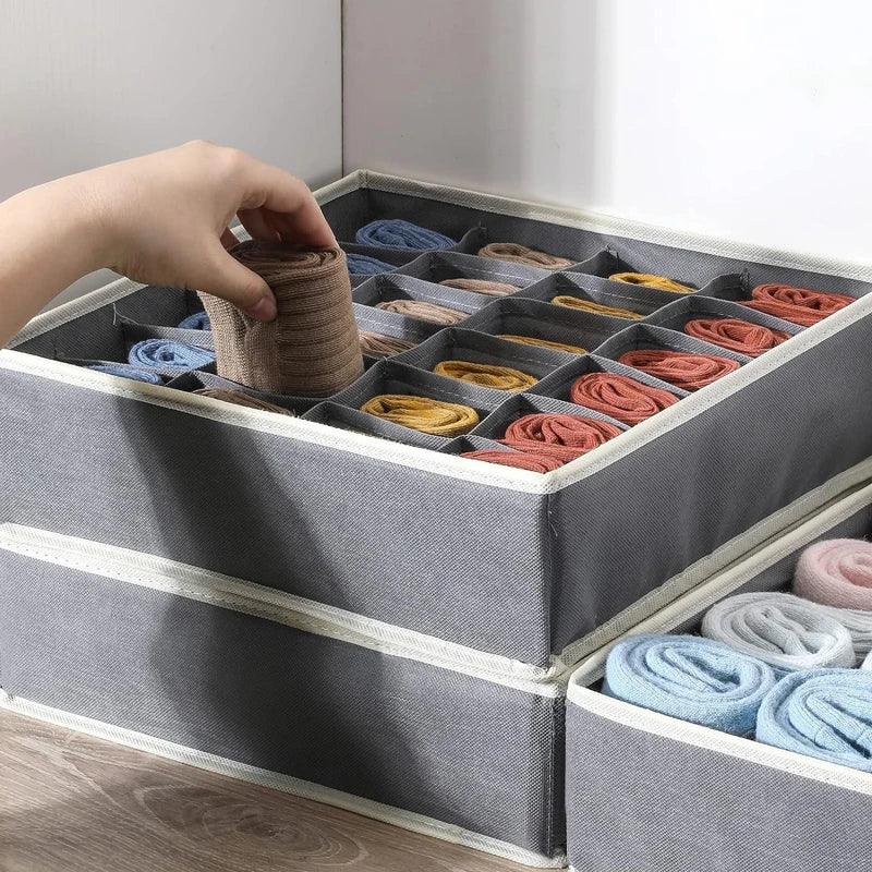 Foldable Underwear & Sock Organizer Box – Wardrobe Drawer Storage Divider for Bras, Pants, Scarves & Ties Closet Organizer