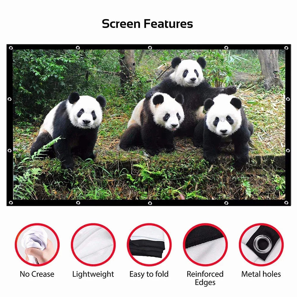 Portable Projector Screen 60–150 Inch - 16:9 Outdoor Movie & Home Theater Screen