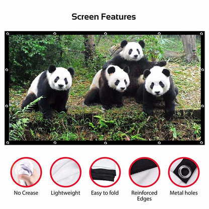 Portable Projector Screen 60–150 Inch - 16:9 Outdoor Movie & Home Theater Screen