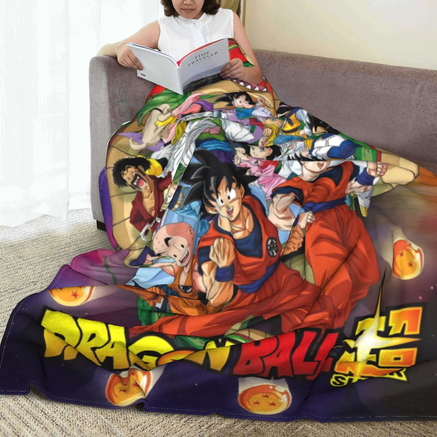 Dragon Ball Z Anime Blanket – Goku Flannel Throw for Bed & Sofa, Warm Cozy DBZ Blanket for Spring & Autumn