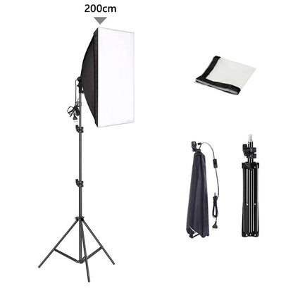 Professional Photography Softbox Lighting Kit – Soft Box with Tripod & E27 Continuous Bulb for Photo Studio
