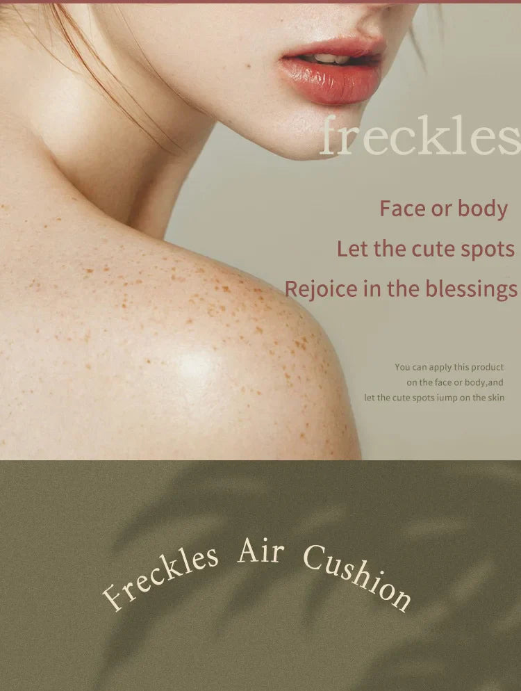 Air Cushion Freckle Stamp Kit - Lifelike Natural Simulation Fake Freckles for Face & Body, Waterproof Makeup Dot Spot Comb