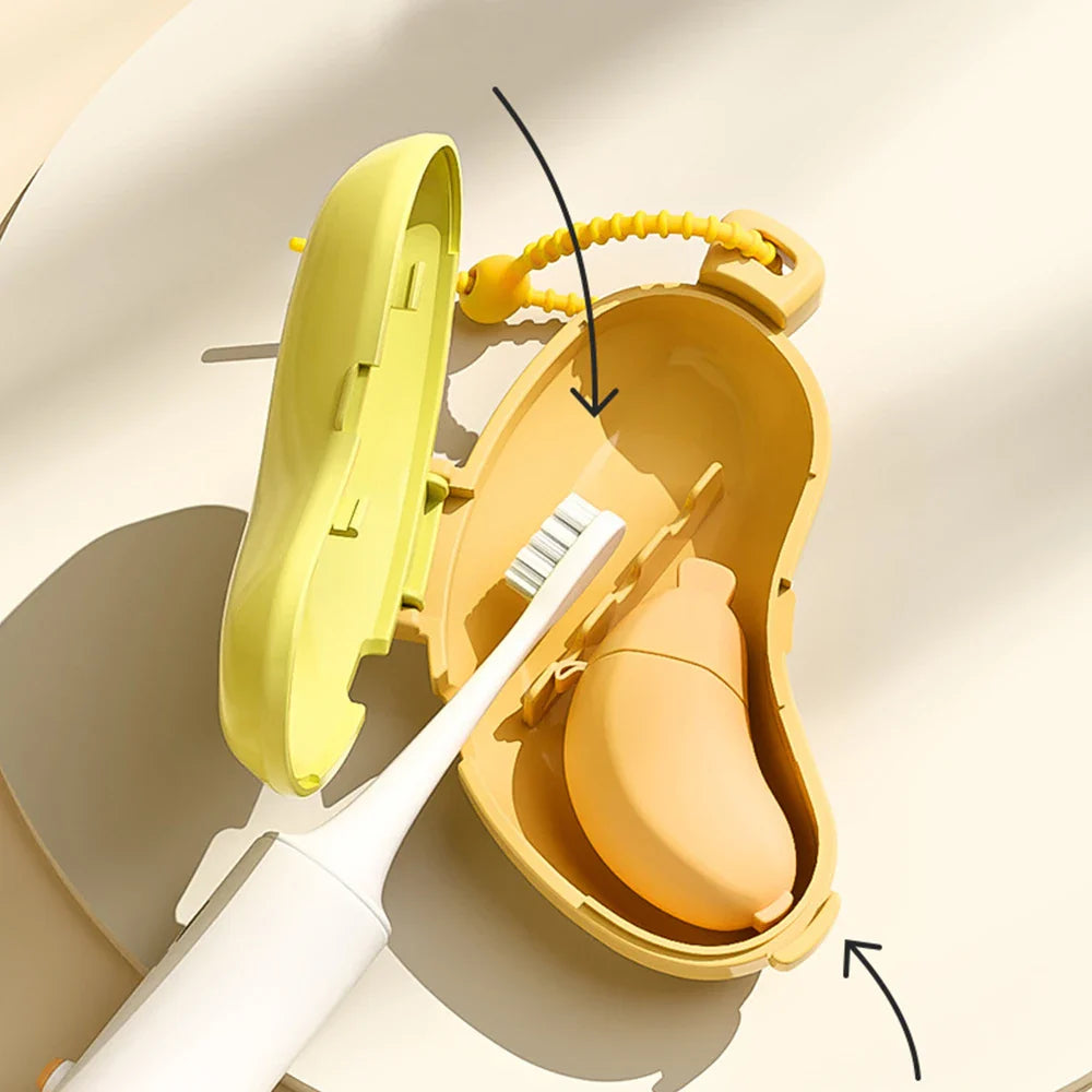 Banana-Shaped Toothbrush & Toothpaste Case – Silicone Dustproof Travel Holder for Camping & Home