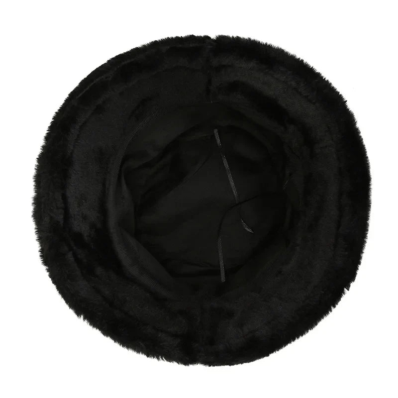 Women's Thick Warm Bucket Hat - Solid Color Fisherman Cap for Autumn and Winter, Stylish Outdoor Wear
