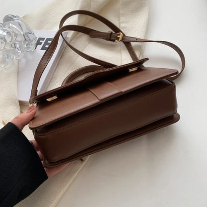 Women's Pu Leather Shoulder Handbag: Fashion Vintage Crossbody Square Satchel - Underarm Bag (Black)