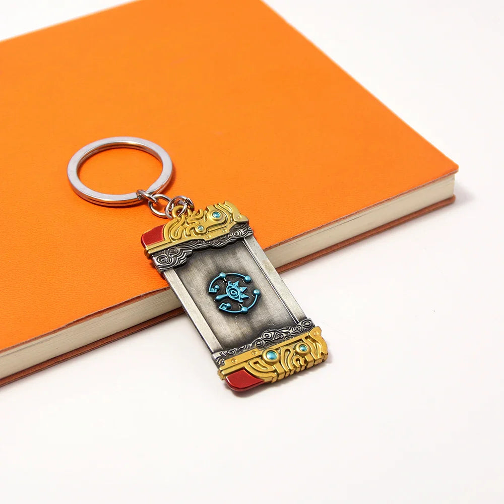 Zelda Tears of the Kingdom Purah Pad Keychain – Master Sword & Hylian Shield Pendant for Fans
